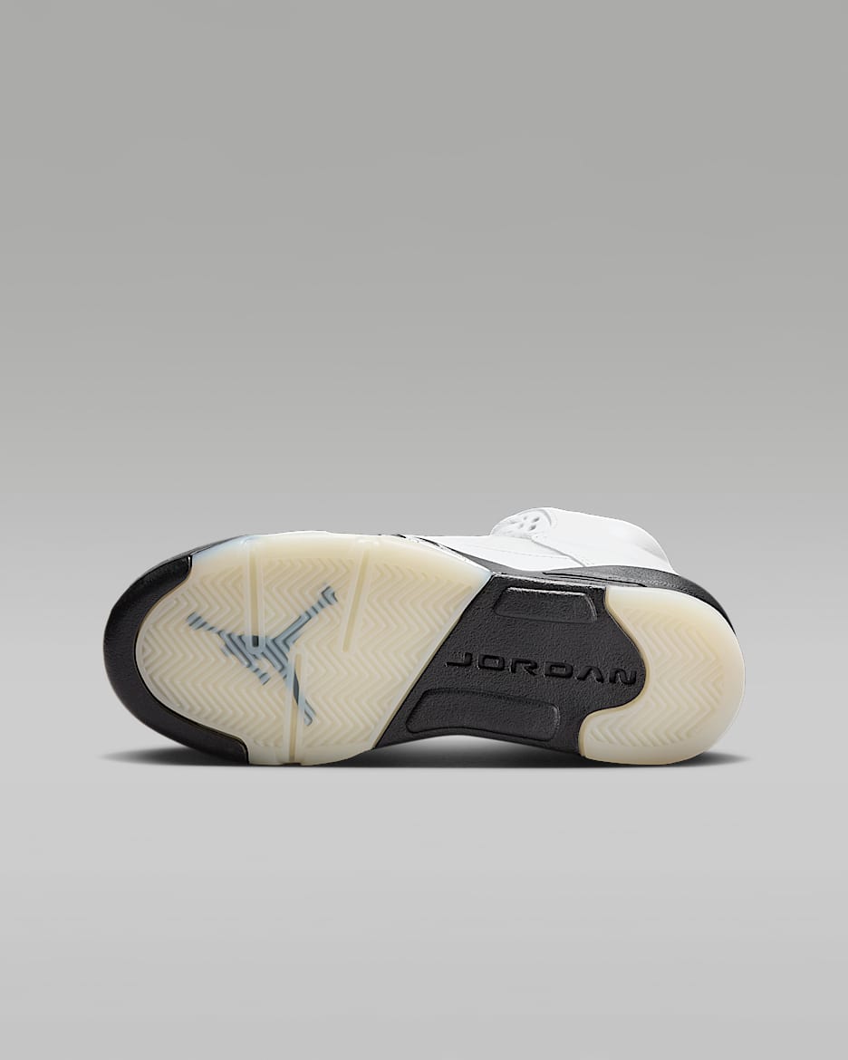 Air Jordan 5 Retro White and Black Big Kids Shoes. Nike